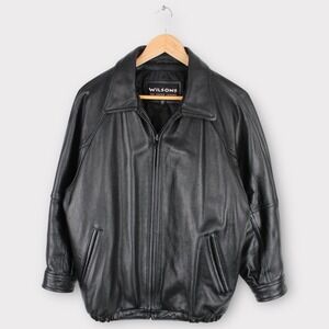 Wilsons Leather Jacket Full Zip Black Genuine Leather Women's Size Small